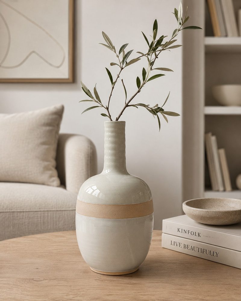 Mint Green, Off White & Cream Vase (15.2*15.2*29.5cm)