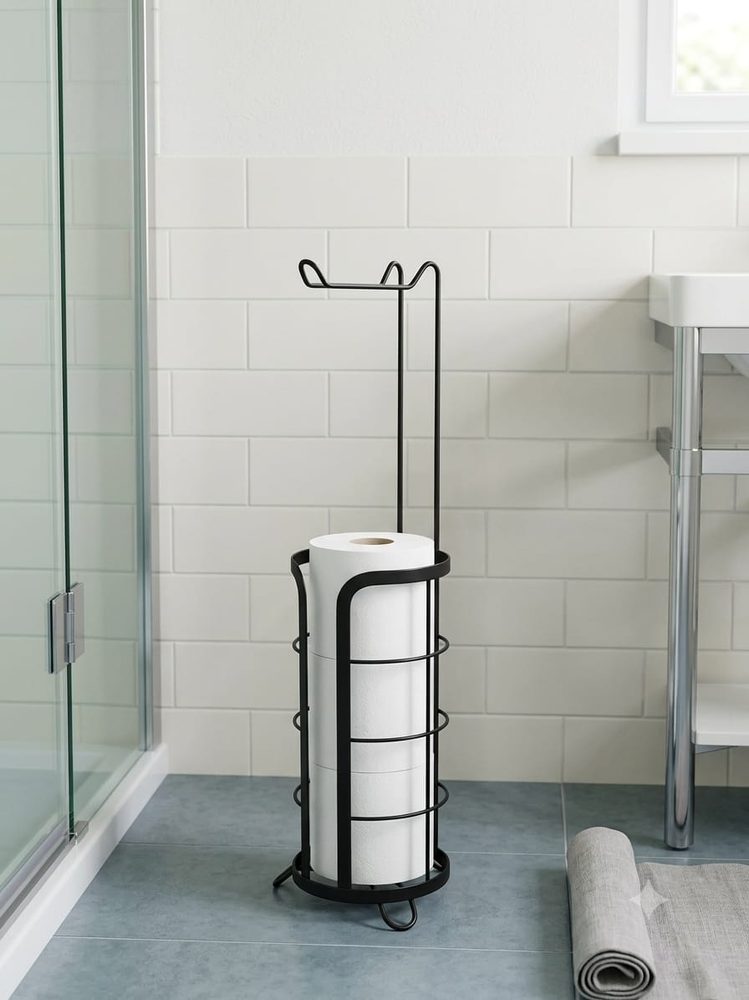Modern Freestanding Toilet Paper Holder with Storage