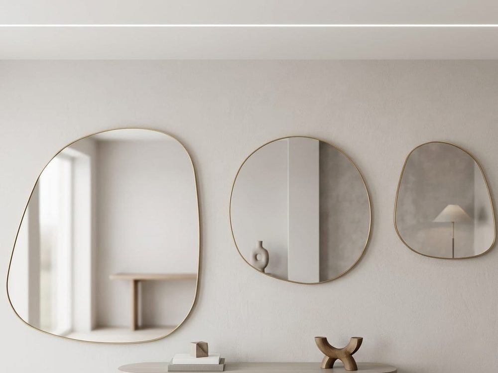 Organic Shape Gold Wall Mirror Set (3pc set)