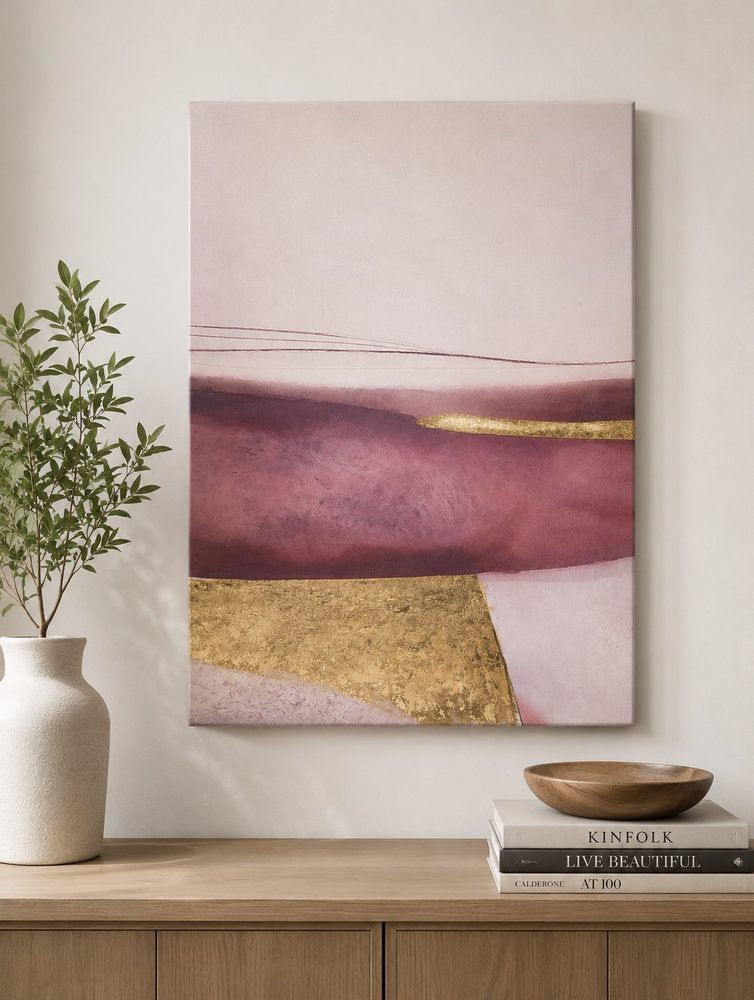 Pink Shades & Gold Canvas Art (16″*24″)