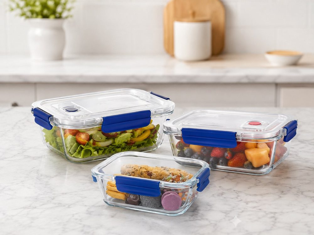 Rectangle 3pc Glass Bowl Set (370ml, 640ml, 1040ml)