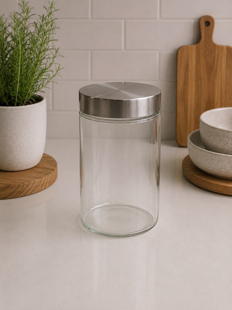 Round Glass Jar with Metal Screw Cover (1350ml)