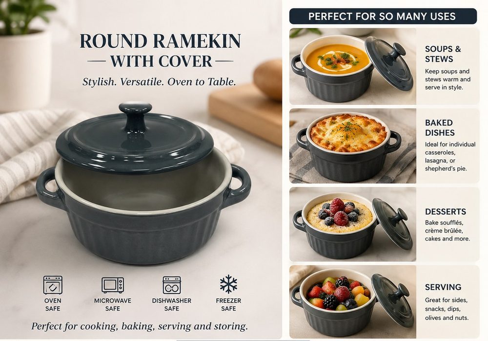 Round Ramekin with Cover (6.7oz)
