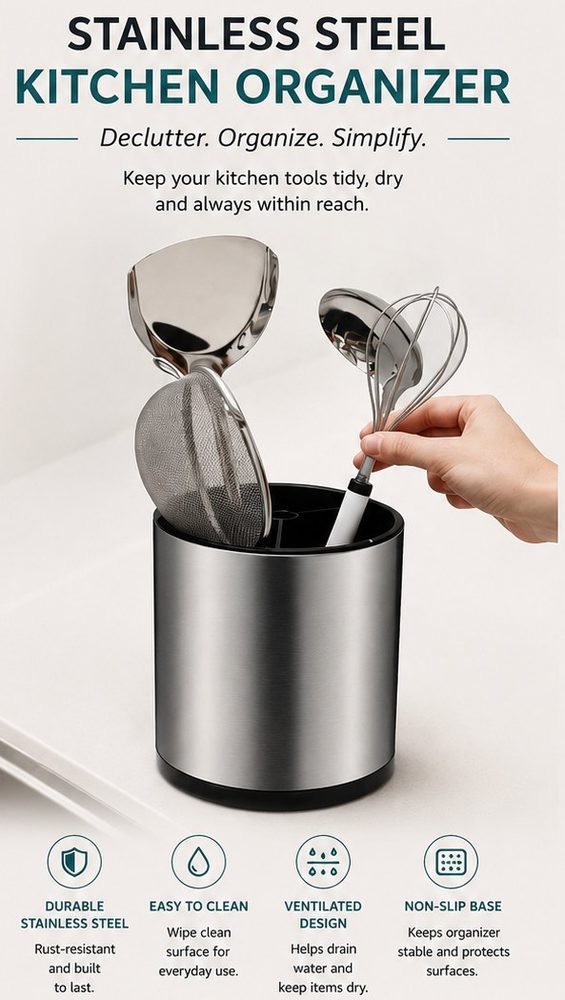 Round Stainless Steel Kitchen Organzier