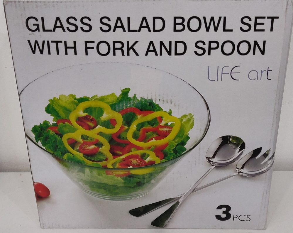 Salad Bowl Set (with Metal Utensils)