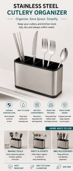 Stainless Steel Cutlery Organizer