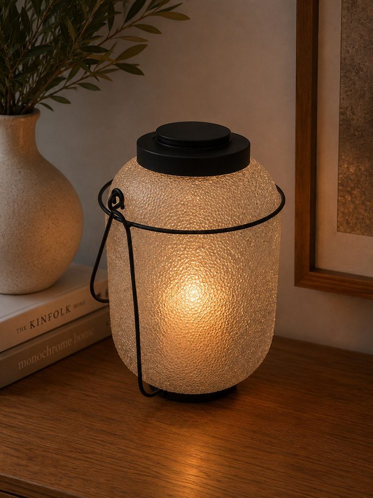 Stone Glass Battery Operated Lantern