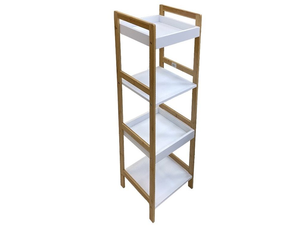 Shelf Unit (Bamboo/White 4 Tiered)