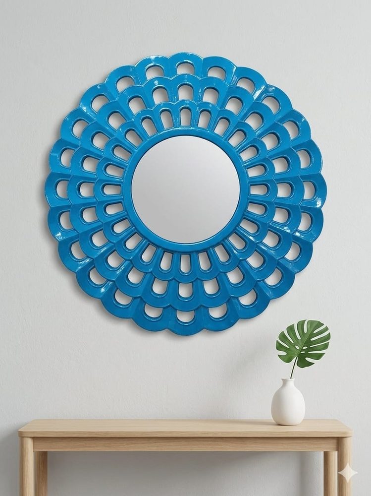 Turquoise Floral Lace Wall Mirror