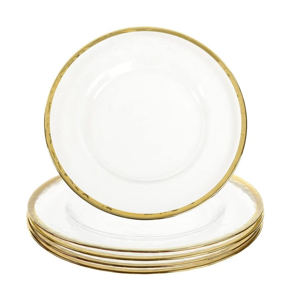 White Ceramic Plate With Gold Rim (8 inch)