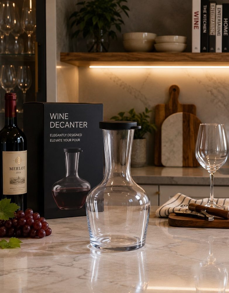 Wine Decanter with Black-Rubber Lid